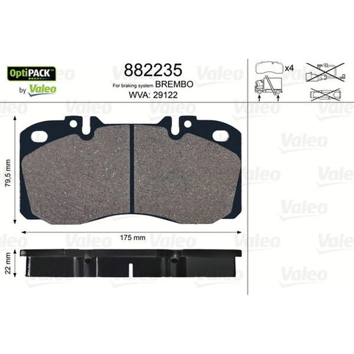Valeo Rear Brake Pad Set 882235