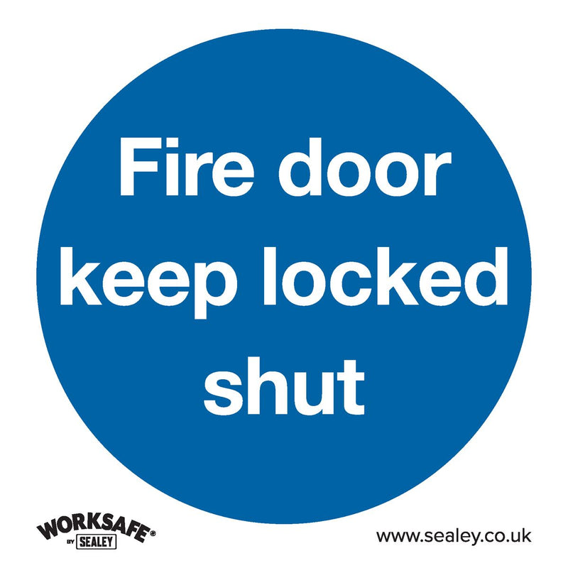 Sealey Mandatory Safety Sign Fire Door Keep Locked Shut Self-Adhesive Vinyl Sealey - Dynamic Drive