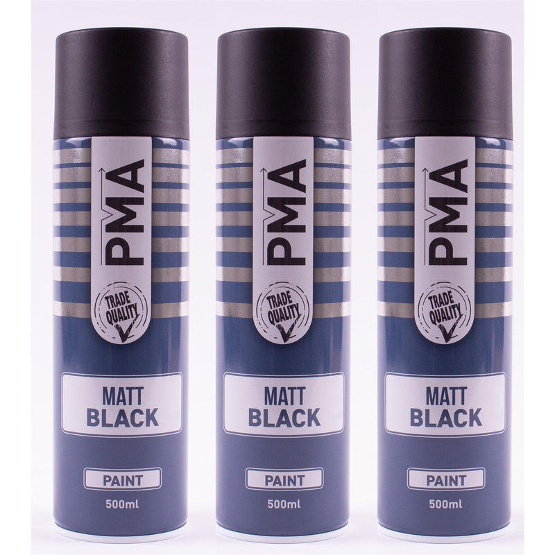 3 X PMA Matt Black Paint Spray Aerosol 500Ml High Coverage Matt Black PMA - NN4 Online 