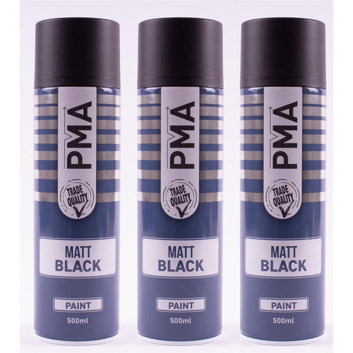 3 X PMA Matt Black Paint Spray Aerosol 500Ml High Coverage Matt Black PMA - NN4 Online 