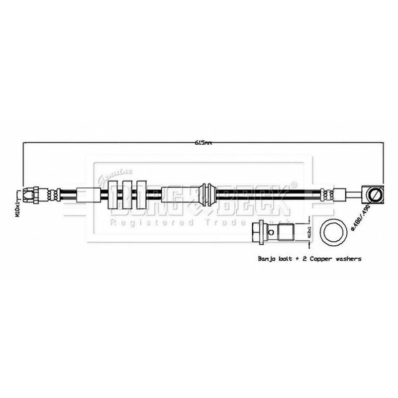 Borg & Beck Brake Hydraulic Hose Line Front Right BBH8864