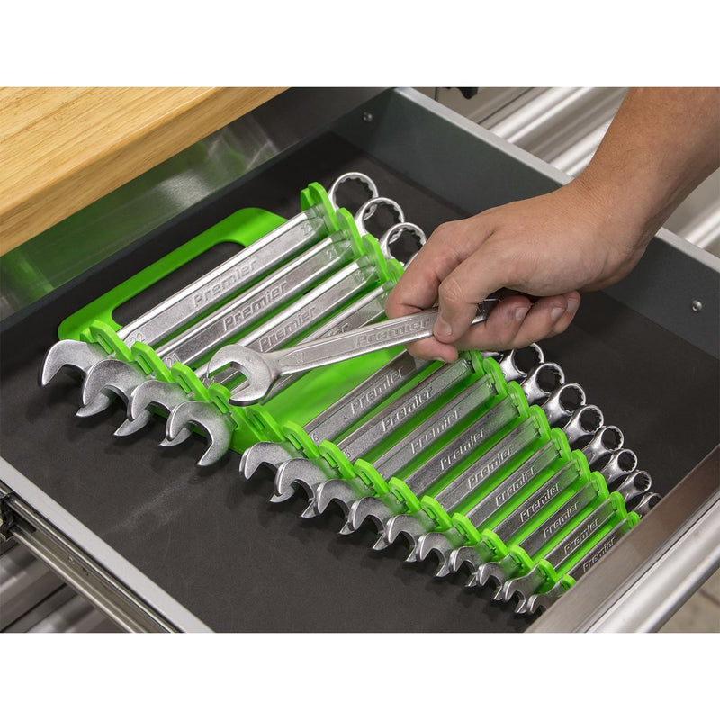 Sealey Spanner Rack Capacity 15 Spanners Hi-Vis Green WR08HV Sealey - Dynamic Drive