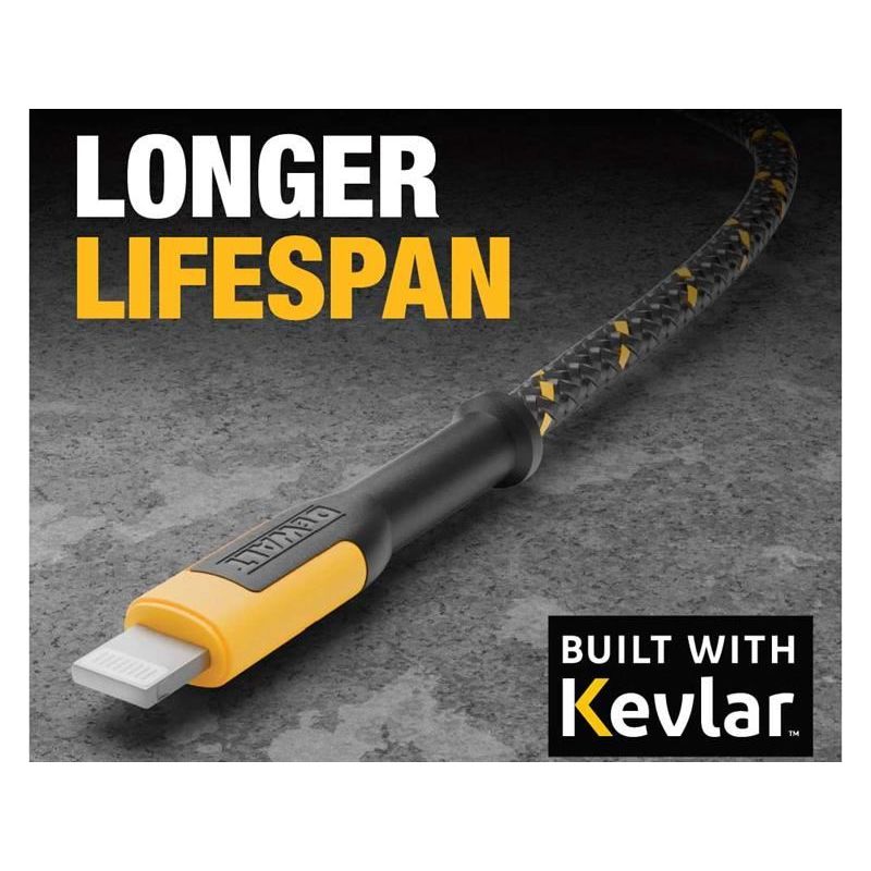 Dewalt Telecoms USB A to Lightning® Reinforced Charging Cable 1.8m (6ft) DEWALT Telecoms - Dynamic Drive