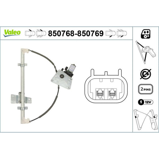 Valeo Electric Window Regulator Lifter Right Front 850769