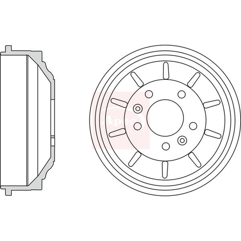Apec Brake Drum Assembly Rear fits Citroën Dispatch II 2007-2016 1.6 2.0