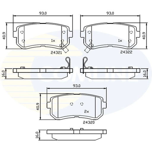Comline Rear Brake Solid Discs & Pads fits Kia Picanto II 2013-2017 1.0