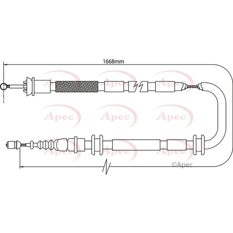 Apec Handbrake Cable Right Rear fits Fiat Bravo II 2007-2014 1.4 1.6 1.9 2.0