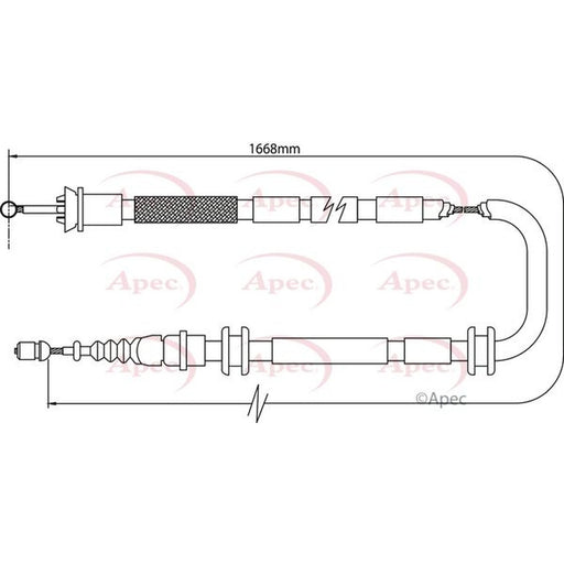 Apec Handbrake Cable Right Rear fits Fiat Bravo II 2007-2014 1.4 1.6 1.9 2.0