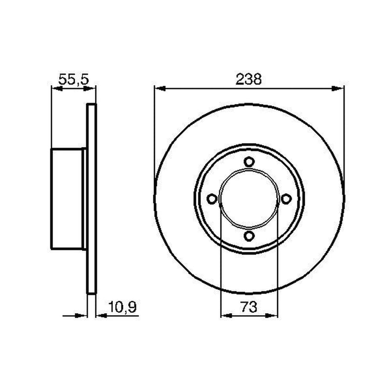 Bosch 2 x Solid Brake Discs fits Opel Manta A 1972-1975 1.2