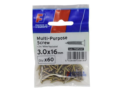 ForgeFix Multi-Purpose Pozi Screw CSK ST ZYP 3.0 x 16mm ForgePack 60 ForgeFix - NN4 Online