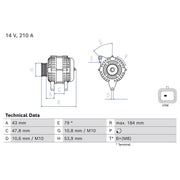 Bosch Car Alternator 12V 0 986 085 570