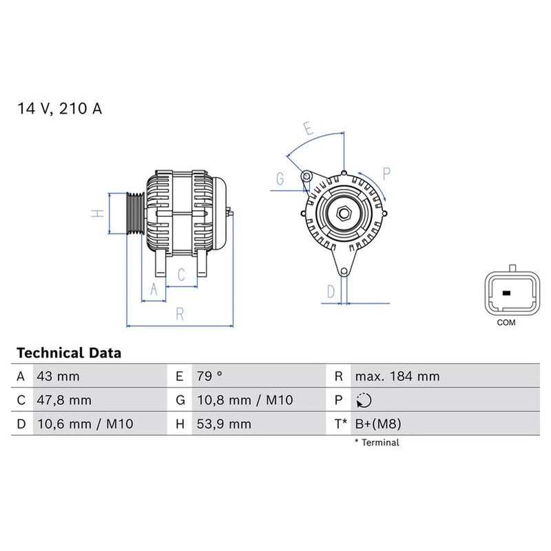 Bosch Car Alternator 12V 0 986 085 570