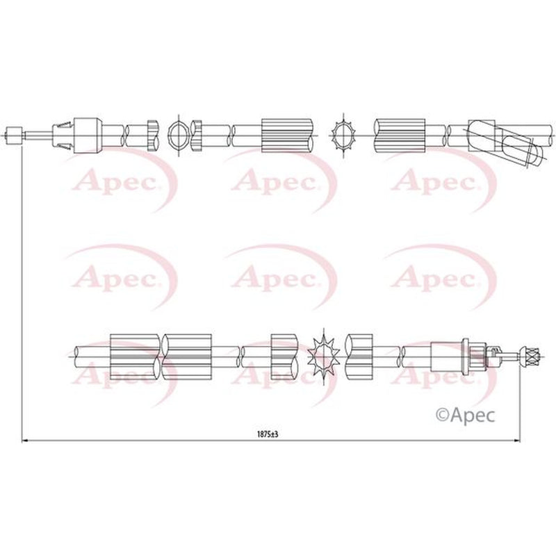 Apec Handbrake Cable Right Rear fits Mazda 3 2003-2009 1.3 1.6 2.0