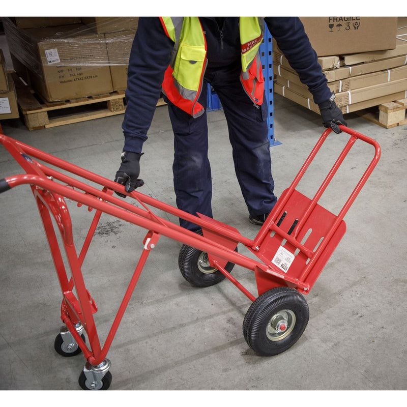 Sealey Sack Truck 3-in-1 with Pneumatic Tyres 250kg Capacity CST989 Sealey - Dynamic Drive