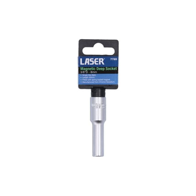 Laser Magnetic Deep Socket 3/8"D 8mm 7785 Laser - Dynamic Drive