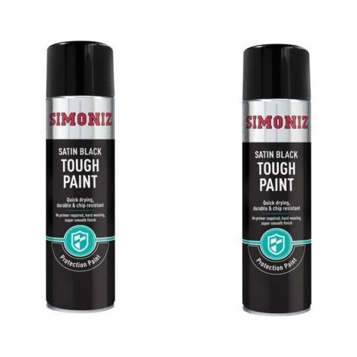 2 x Simoniz Large Tough Satin Black Aerosol Car Auto Spray Paint 500ml SIMVHT51D SIMONIZ  - Dynamic Drive