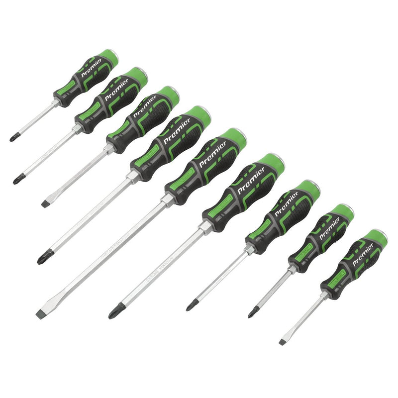 Sealey Premier Premier Hammer-Thru Screwdriver Set 9pc - Hi-Vis Green AK4941HV Sealey Premier - Dynamic Drive