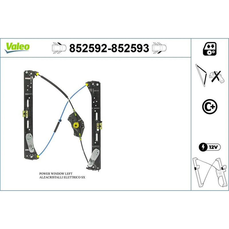 Valeo Electric Window Regulator Lifter Right Front 852593