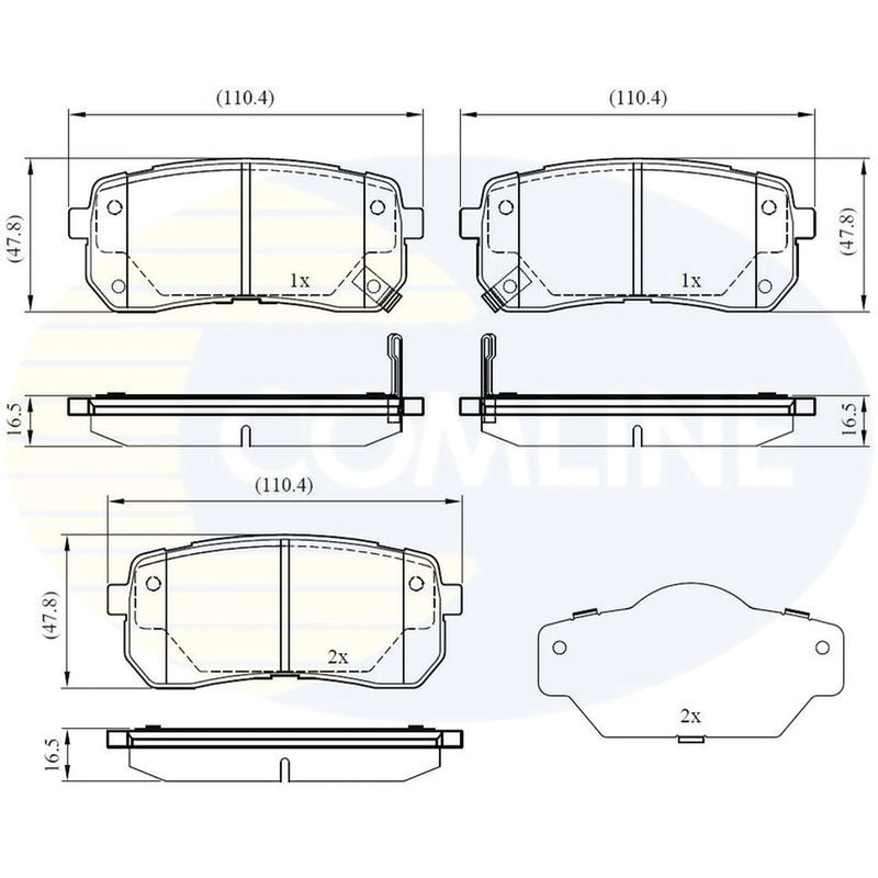 Comline 4 x Rear Brake Pad Set fits Hyundai I800 Travel 2008 on 2.5