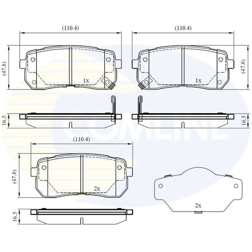 Comline 4 x Rear Brake Pad Set fits Hyundai I800 Travel 2008 on 2.5