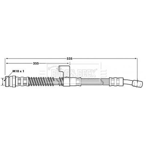 Borg & Beck Brake Hydraulic Hose Line Front Left BBH7009