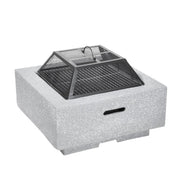 Dellonda Square Fire Pit with BBQ Grill Safety Mesh Screen Fire Poker Light Grey Dellonda - Dynamic Drive
