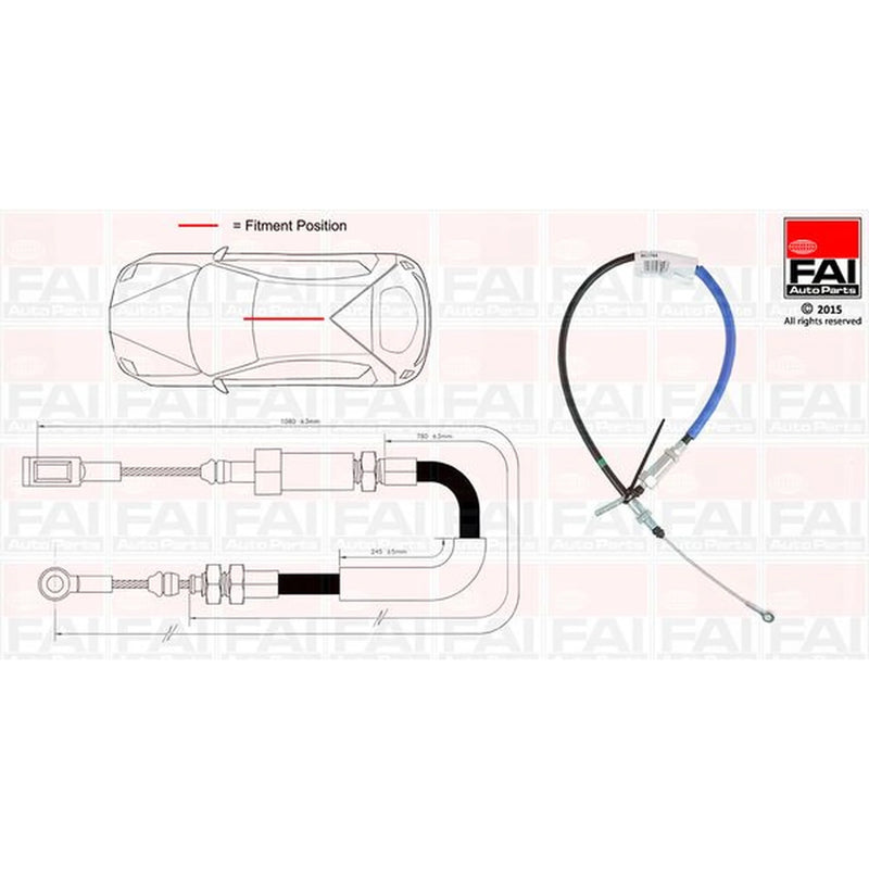 FAI Handbrake Cable Front fits Citroën Relay II 2002-2006 2.0 2.2 2.8