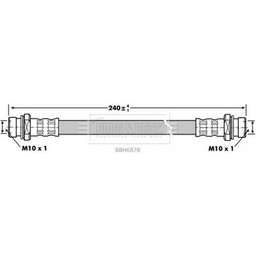 Borg & Beck Brake Hydraulic Hose Line Rear Right BBH6878