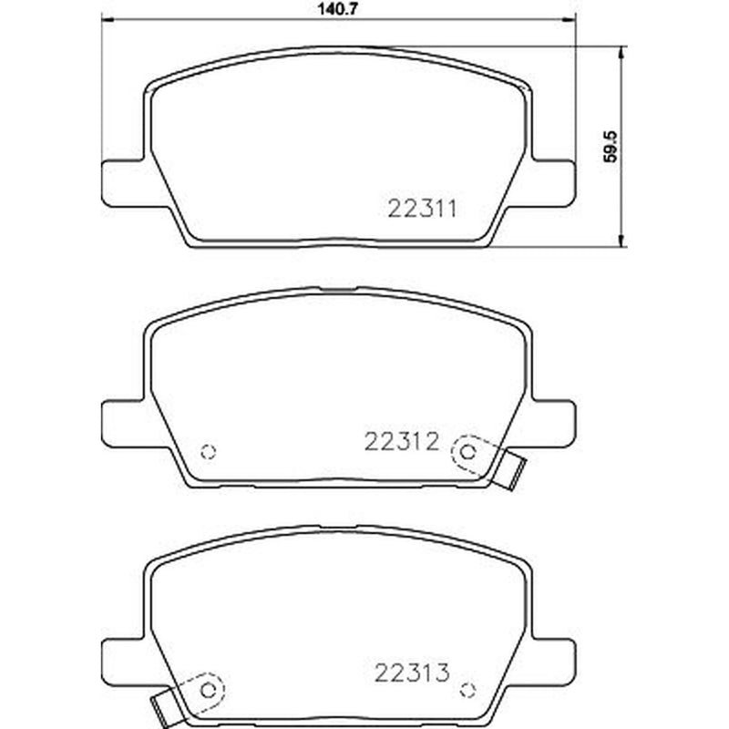 Mintex Front Brake Pad Set fits Chevrolet Trax 2012 on 1.4