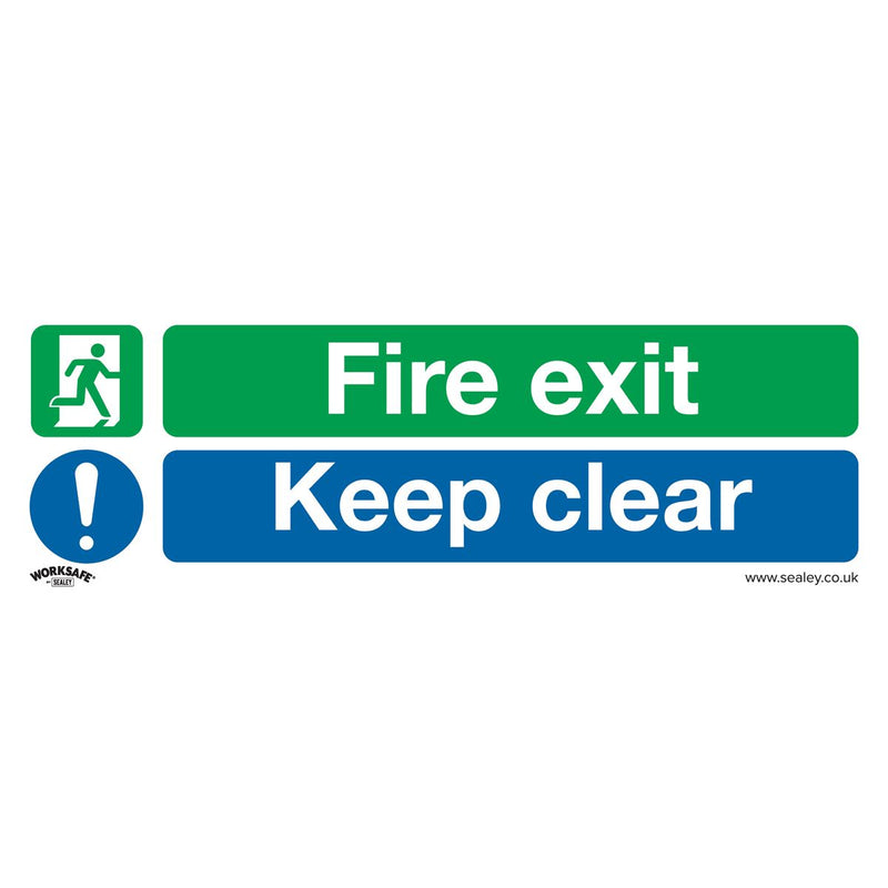 Sealey Safe Conditions Safety Sign Fire Exit Keep Clear (Large) Self-Adhesive Vi Sealey - Dynamic Drive