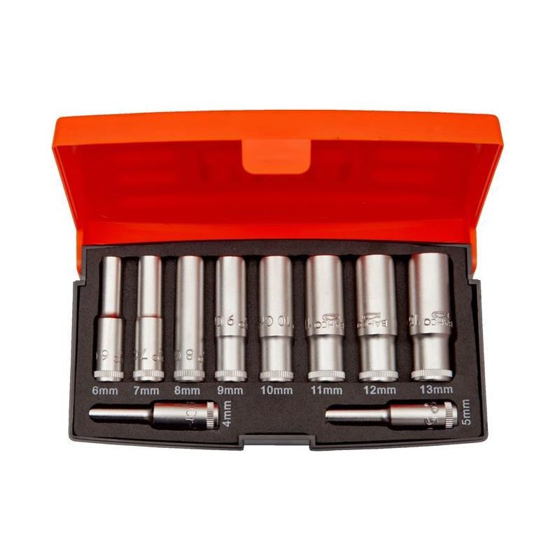 Bahco S0810L 1/4in Drive Deep Socket Set, 10 Piece Bahco - Dynamic Drive