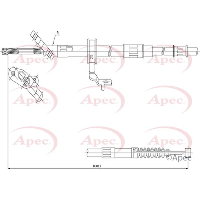 Apec Handbrake Cable Right Rear fits Toyota Rav 4 2000-2005 1.8 2.0