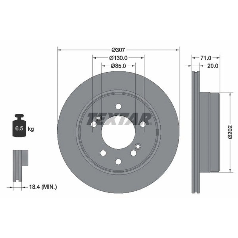 Textar 2 x Vented Rear Brake Discs 92203103-x2