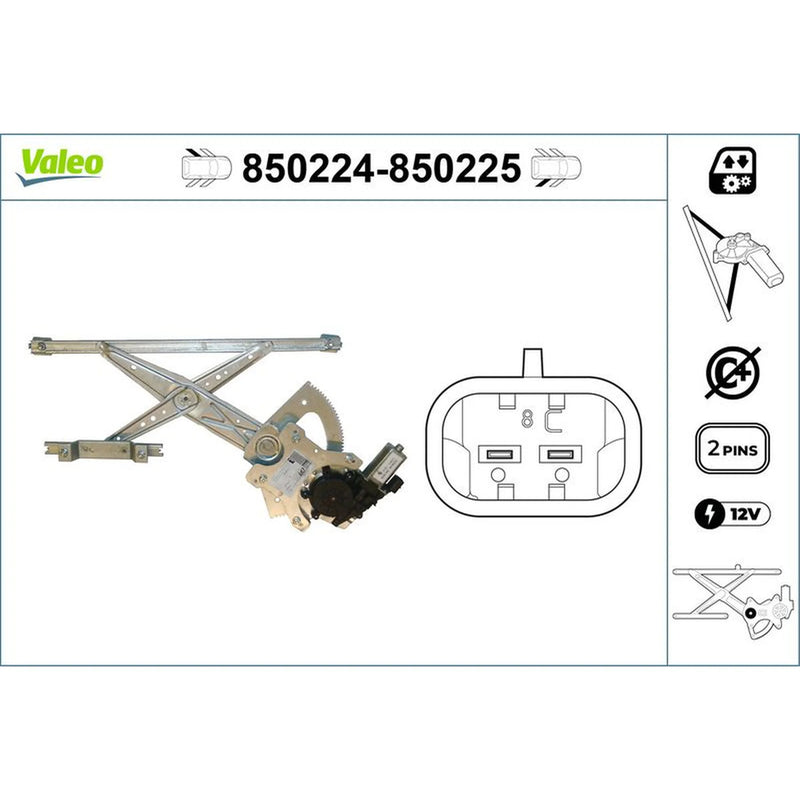 Valeo Electric Window Regulator Lifter Right Rear 850225
