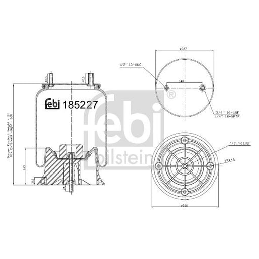 Febi Air Suspension Bellow 260mm Rear 185227