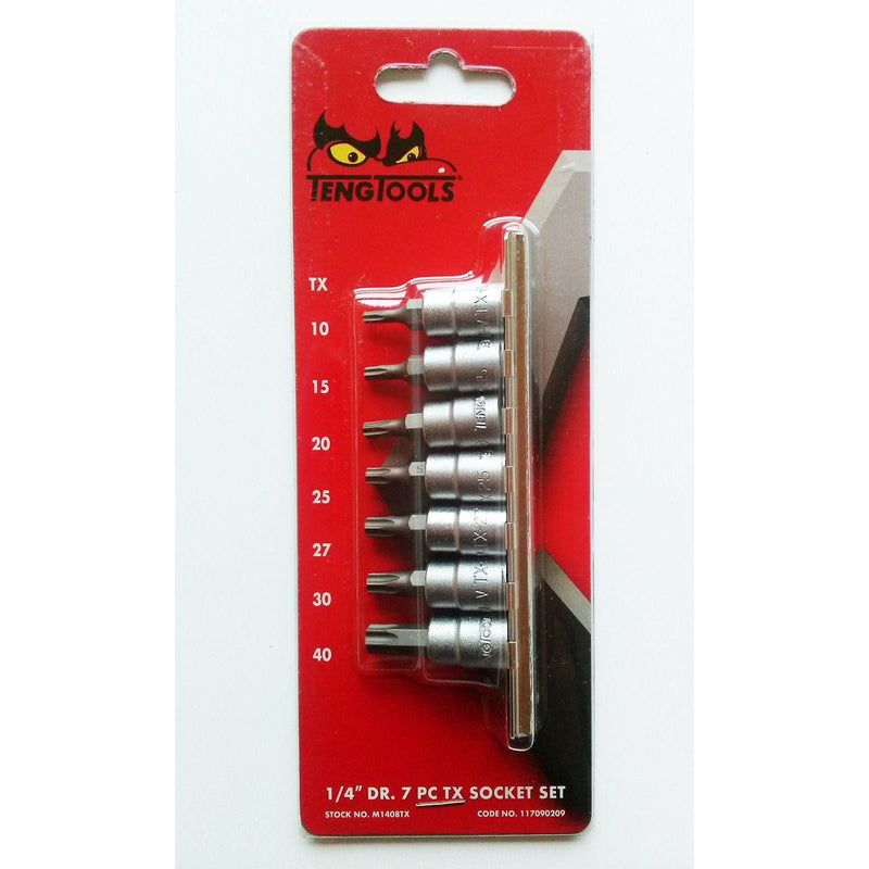 Teng Tools 1/4" TX Bit Socket Clip Rail Set 8 Pieces Teng Tools - Dynamic Drive