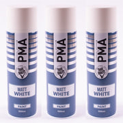 3 x PMA Aerosol Spray Paint Matt White Acrylic High Coverage 500ml PMA - Dynamic Drive
