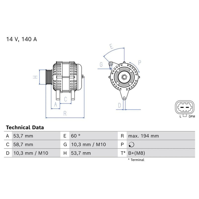 Bosch Car Alternator 12V 0 986 086 960