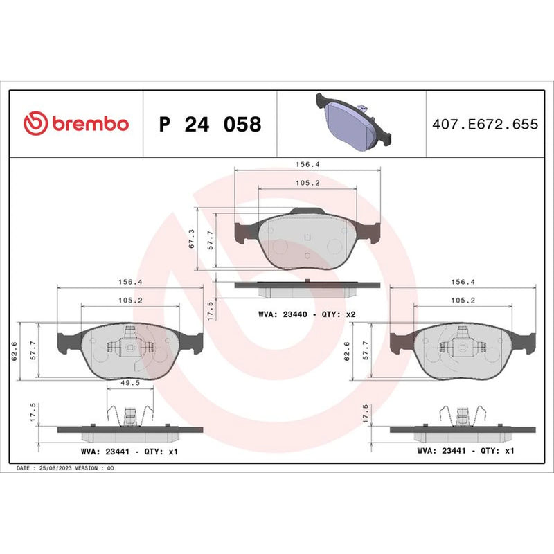 Brembo 4 x Front Brake Pad Set fits Ford Courier Hatchback 1998-2002 1.4