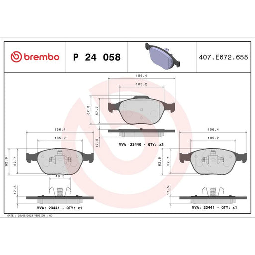 Brembo 4 x Front Brake Pad Set fits Ford Courier Hatchback 1998-2002 1.4