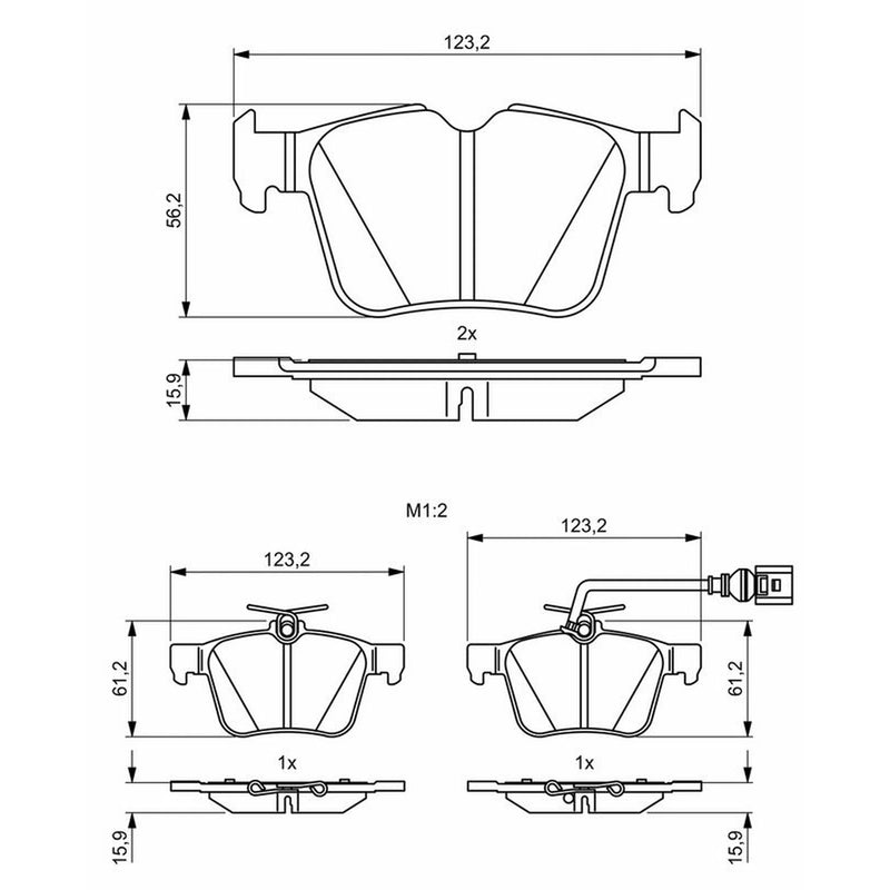 Bosch Front & Rear Pads fits Audi Q3 2019 on 2.5