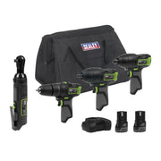 Sealey 4 x SV10.8 Series Cordless Combo Kit 10.8V - 2 Batteries & Euro Plug Sealey - Dynamic Drive