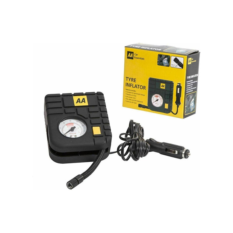AA 12V Car Tyre Air Compressor Inflator LED Pump Pressure Gauge Cigarette Socket AA - Dynamic Drive