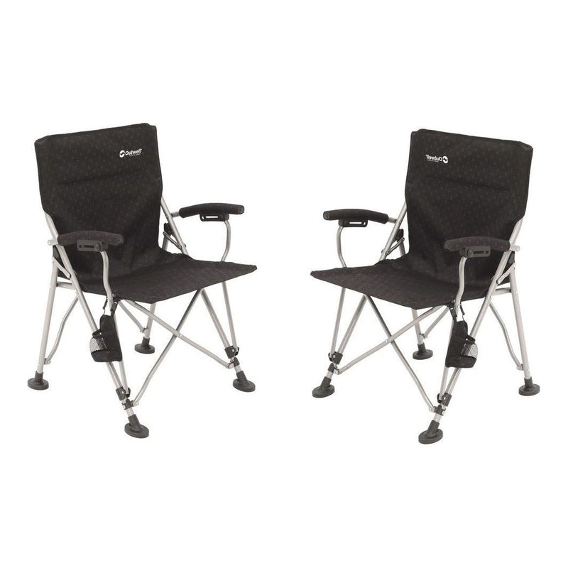 2x Outwell Campo Black Foldable Camping Chair with Padded Armrests Outwell - Dynamic Drive