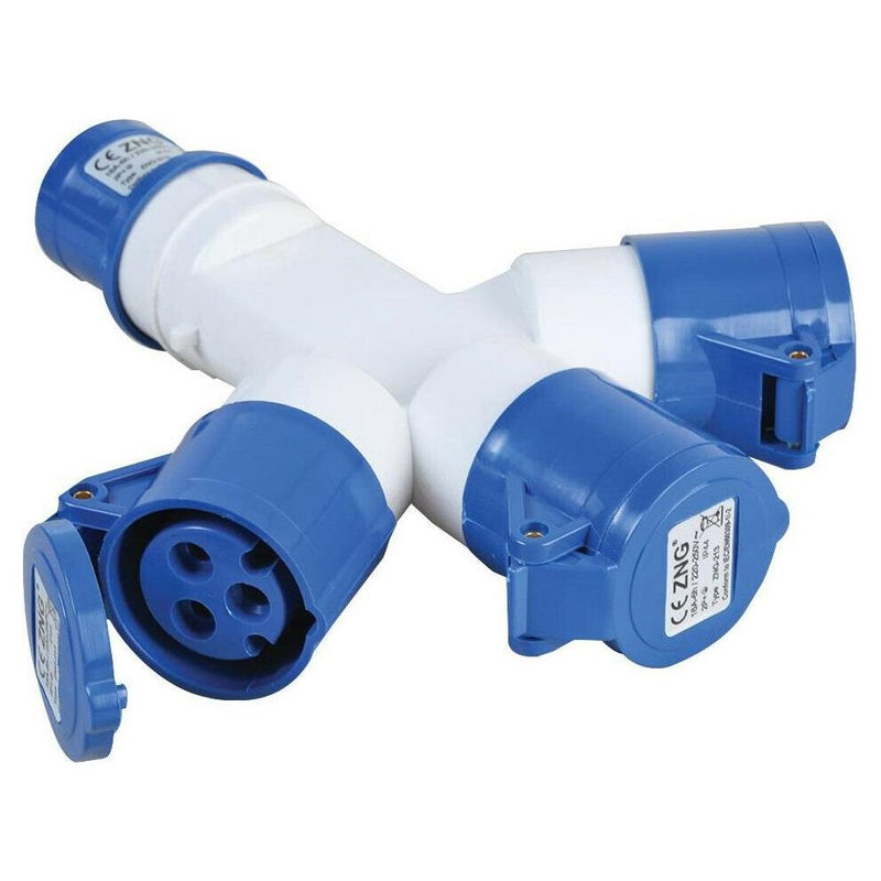 3 Way 16 Amp 240V Electric Mains Hook Up Adaptor Splitter for Caravans or Motorhomes Crusader - Dynamic Drive