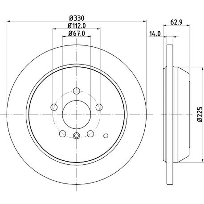 Mintex 2 x Solid Rear Brake Discs MDC2066-x2