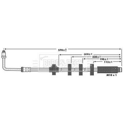 Borg & Beck Brake Hydraulic Hose Line Front Right BBH6906