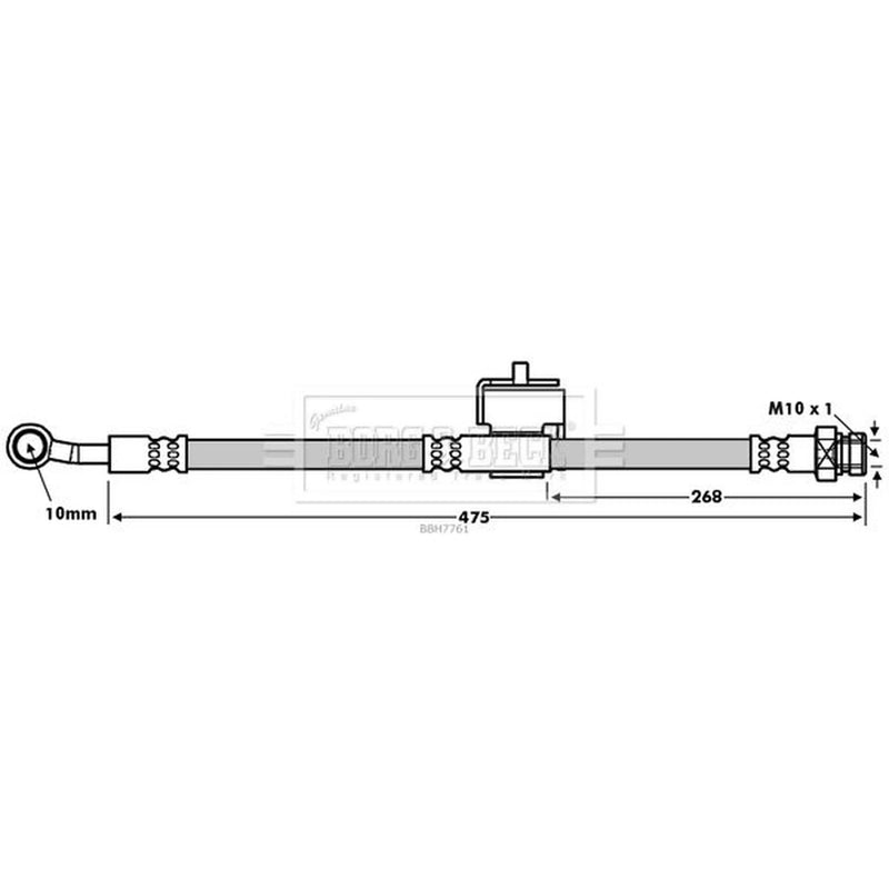 Borg & Beck Brake Hydraulic Hose Line Rear Right BBH7761