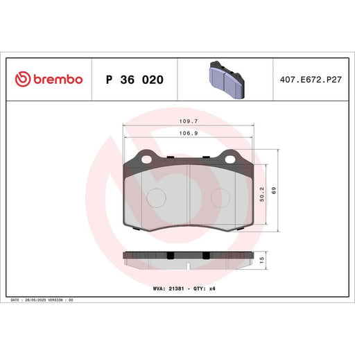 Brembo Rear Brake Solid Discs & Pads fits Volvo S60 I 2003-2010