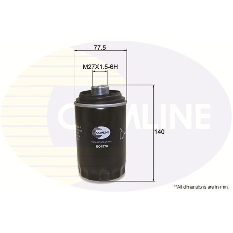 Comline Engine Oil Filter fits VW Caravelle 2015-2019 2.0